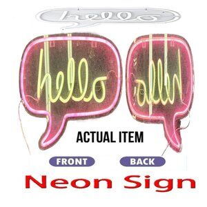 🛑HELLO Large ➕🆒 NEON LIGHT Wall Decor Night Party LAMP USB Power 💸BUY NOW‼️